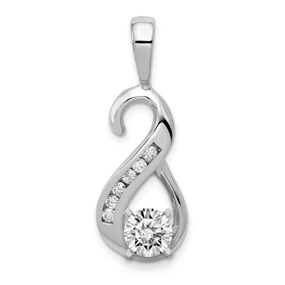 14K White Gold Charm Pendant Slide Only Center Stone 34 mm 13