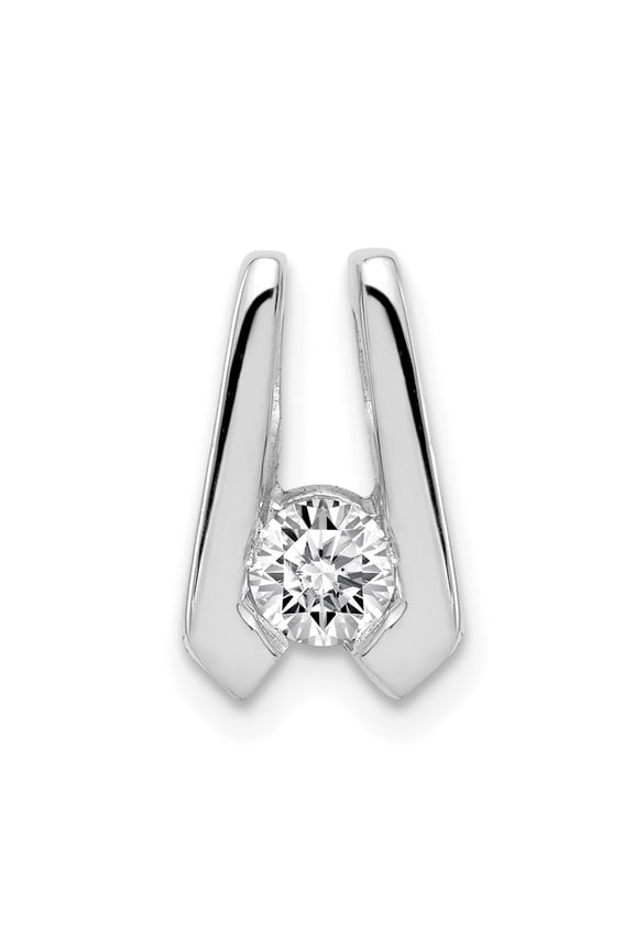 14K White Gold Charm Pendant Slide Only Center Stone 8 mm