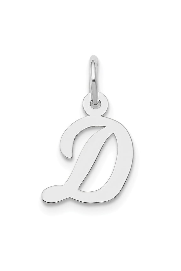 14K White Gold Charm Pendant Themed 17 mm 11 Small Script Initial D