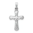 thumbnail image 1 of 14K White Gold Charm Pendant Themed 26.25 mm 14 Polished Inri Rounded Crucifix, 1 of 4