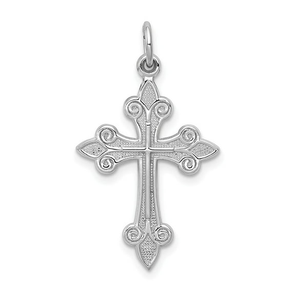 14K White Gold Charm Pendant Themed 30 mm 16 Cross