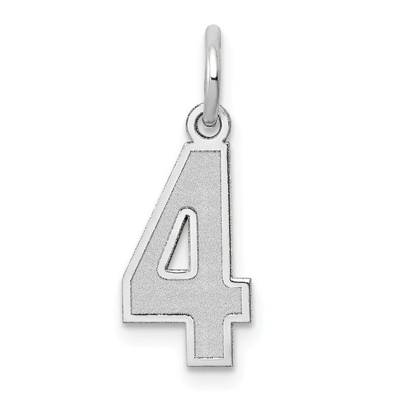 14K White Gold Charm Pendant Themed 4 19 mm 7 Small Satin Number