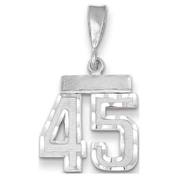 14K White Gold Charm Pendant Themed 45 Diamond-Cut
