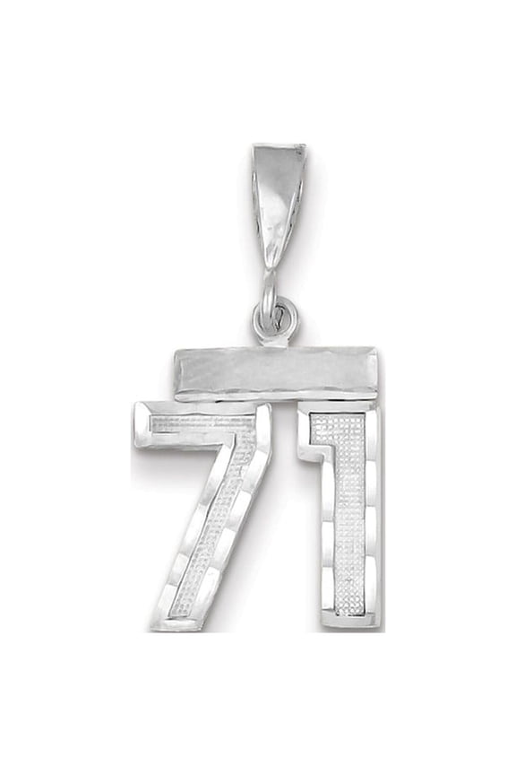 14K White Gold Charm Pendant Themed 71 Diamond-Cut