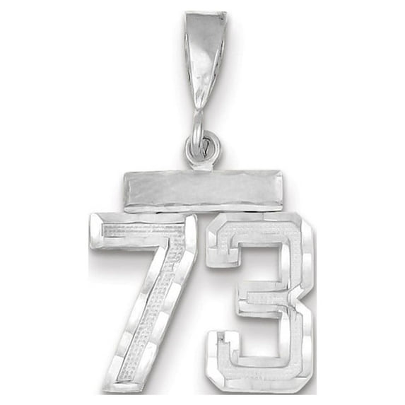 14K White Gold Charm Pendant Themed 73 Diamond-Cut