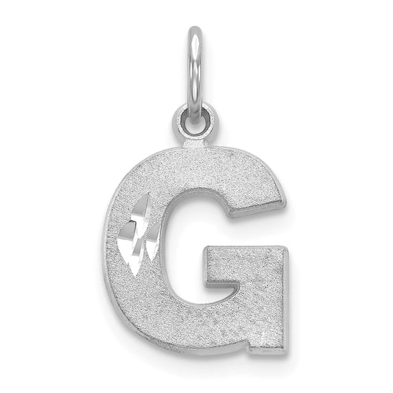 14K White Gold Charm Pendant Themed Diamond-Cut 20 mm 10