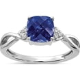 thumbnail image 1 of 14K White Gold Checkerboard Created Sapphire And Diamond Ringsize 7 - Jbsp, 1 of 5