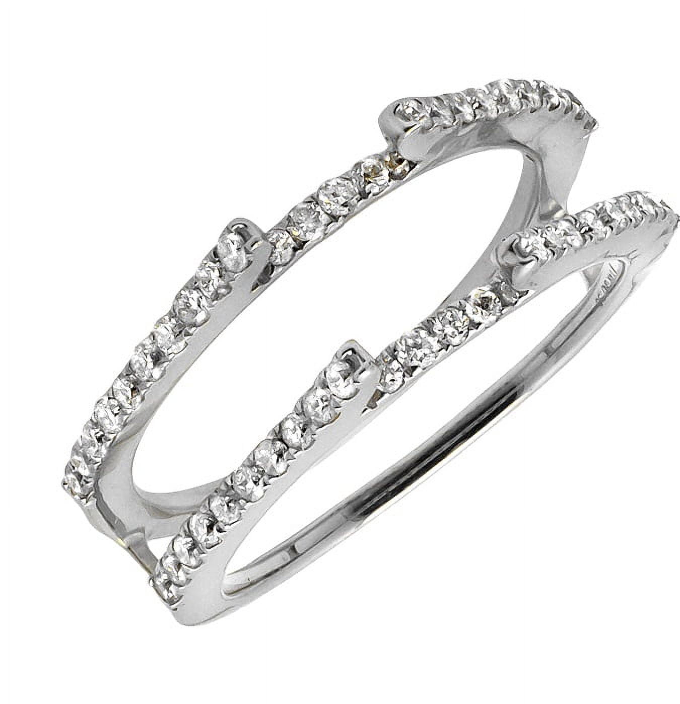 14K White Gold Chevron Ring Guard Enhancer Diamond Wedding Band 1