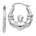 thumbnail image 1 of 14K White Gold Claddagh Hoop Earrings, 1 of 1