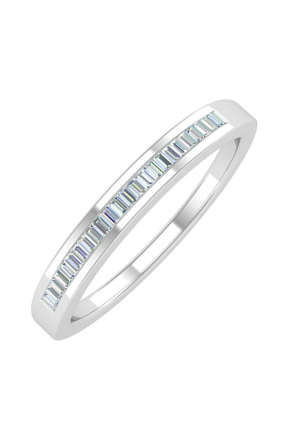 14K White Gold Classic Channel Set Baguette Diamond Wedding Band (0.15 Carat) (Ring Size 6.5) (I1-I2 Clarity)