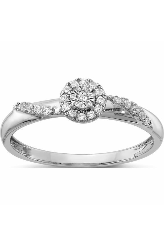 14K White Gold Complete Diamond Trio Engagement Ring (Size 7) Made In India -Jewelry By Sweet Pea