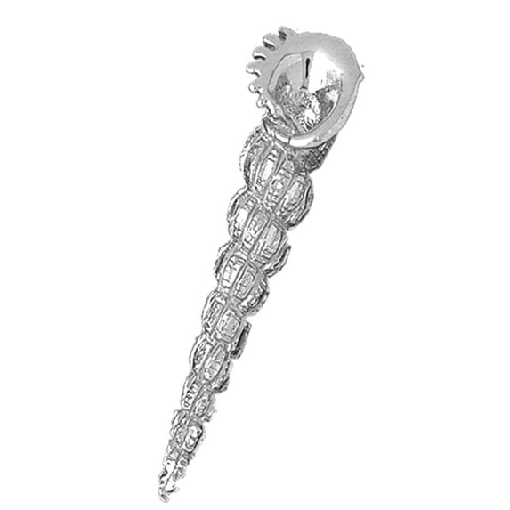 14K White Gold Conch Shell Pendant - 51 mm