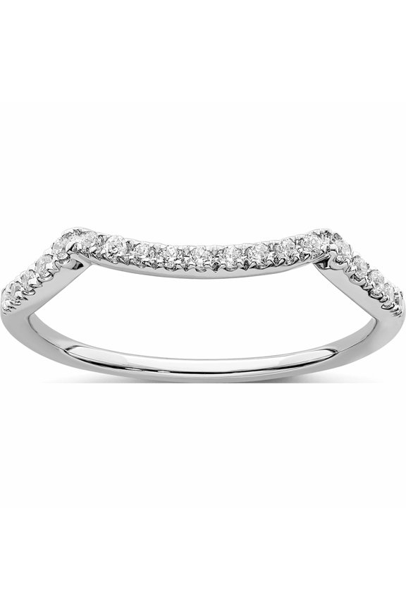 14K White Gold Contoured Diamond Band (Size 7) Made In India -Jewelry By Sweet Pea