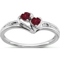 thumbnail image 1 of 14K White Gold Created Ruby And Diamond 2-Stone Heart Ringsize 7 (Width 1.2 To 3.1) - Jbsp, 1 of 5