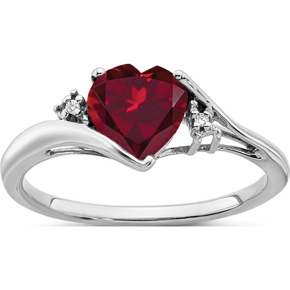 Jewelry by Sweet Pea 14K White Gold 7mm Heart Lab-Created Ruby and Diamond Ring