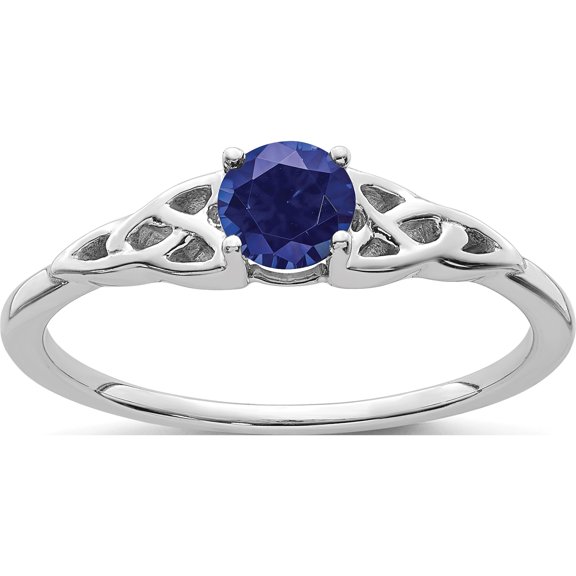 14K White Gold Created Sapphire Celtic Knot Ringsize 7 - Jbsp
