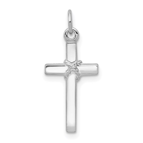 14K White Gold Cross Charm
