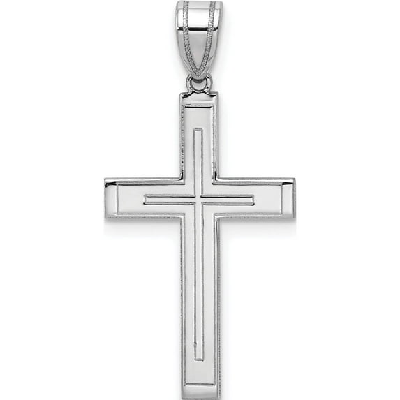 14K White Gold Cross Pendant (29 X 15) Made In United States xr552