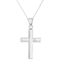 14K White Gold Cross Pendant Necklace for Women on a 20 inch 14K Gold Chain