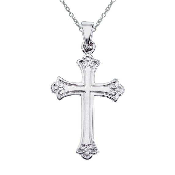 14K White Gold Cross Pendant