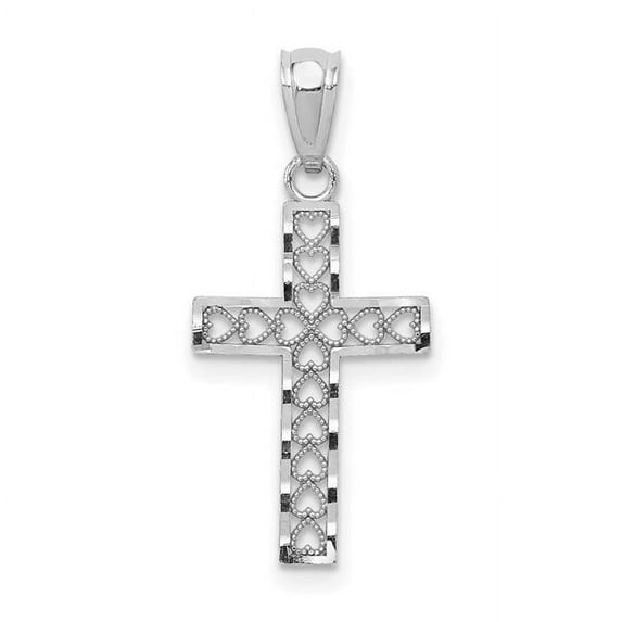 14K White Gold Cross Pendant