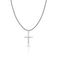thumbnail image 1 of 14K White Gold Crucifix Cross Charm Pendant with 1.1mm Wheat Chain Necklace - 16", 1 of 6
