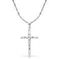 thumbnail image 1 of 14K White Gold Crucifix Cross Pendant with 1.2mm Singapore Chain Chain Necklace - 20", 1 of 6