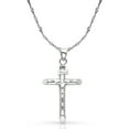 thumbnail image 1 of 14K White Gold Crucifix Cross Pendant with 1.2mm Singapore Chain Chain Necklace - 22", 1 of 4