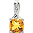 thumbnail image 1 of 14K White Gold Cushion Citrine And Diamond Pendant (Width 8.2) (Length 18) - Jbsp, 1 of 5