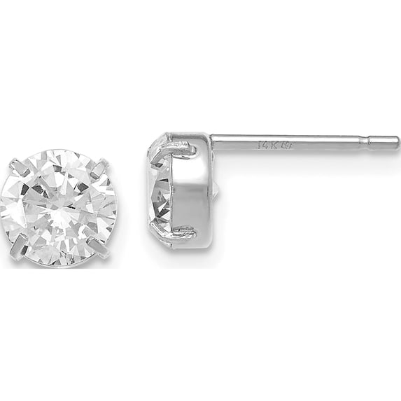 14K White Gold Cz Stud-6.0mm Earrings (6x6)