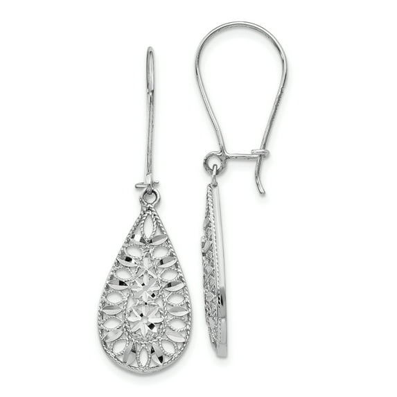 14K White Gold D/C Dangle Earrings 14k White Gold Earrings