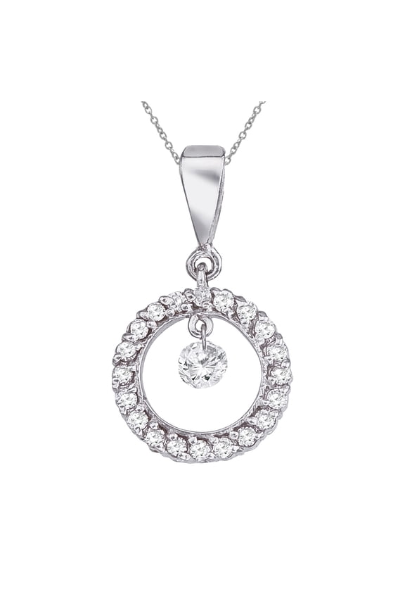14K White Gold Dashing Diamonds Pendant with 18" Chain