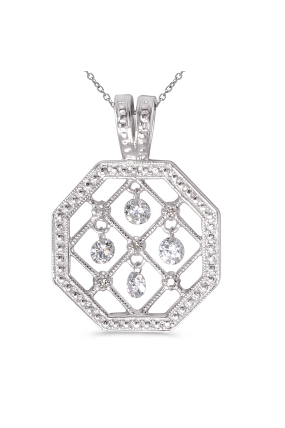 14K White Gold Dashing Diamonds Pendant with 18" Chain