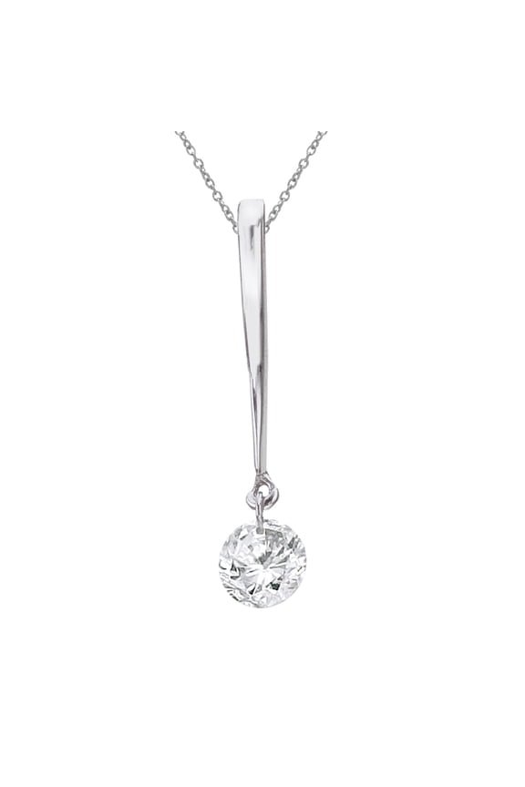 14K White Gold Dashing Diamonds Pendant with 18" Chain
