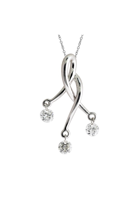 14K White Gold Dashing Diamonds Pendant with 18" Chain