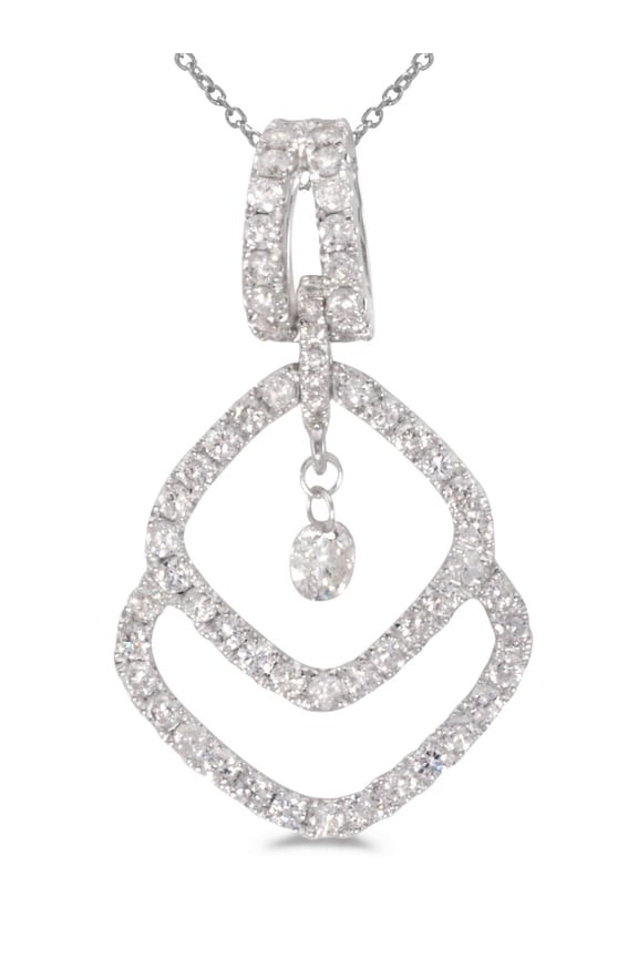 14K White Gold Dashing Diamonds Pendant with 18" Chain