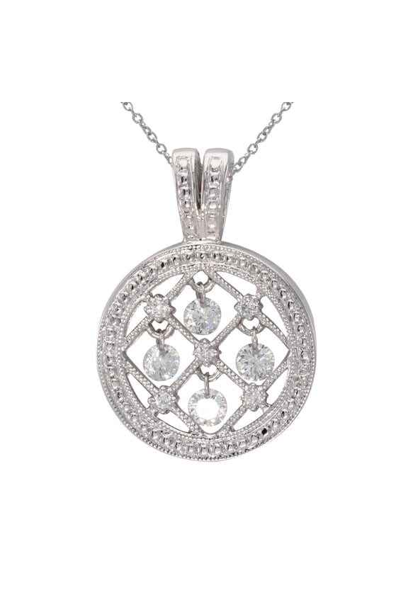 14K White Gold Dashing Diamonds Pendant with 18" Chain