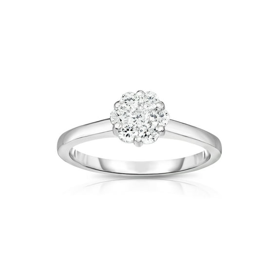14K White Gold Diamond (0.50 Ct, G-H Color, SI2 Clarity) Cluster Ring