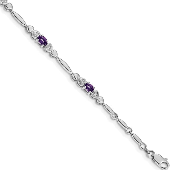 14K White Gold Diamond And Amethyst Bracelet (Width 4) (Length 7) - Jbsp