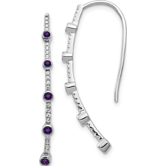 14K White Gold Diamond And Amethyst Earrings (36 X 2) Made In India em4311-am-020-wa