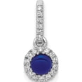 thumbnail image 1 of 14K White Gold Diamond And Cabochon .47 Sapphire Halo Pendant Made In India pm4031-sa-009-wa, 1 of 5