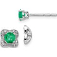 thumbnail image 1 of 14K White Gold Diamond And Emerald Stud With Jacket Earrings (7 X 7) Made In India em4023-em-008-wa, 1 of 5