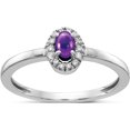 thumbnail image 1 of 14K White Gold Diamond And Oval Cabochon Amethyst Ring (Size 7) Made In India rm4035-am-025-wa, 1 of 5