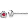 thumbnail image 1 of 14K White Gold Diamond And Ruby Halo Post Earrings (5 X 5) Made In India em5586-ru-007-wa, 1 of 5