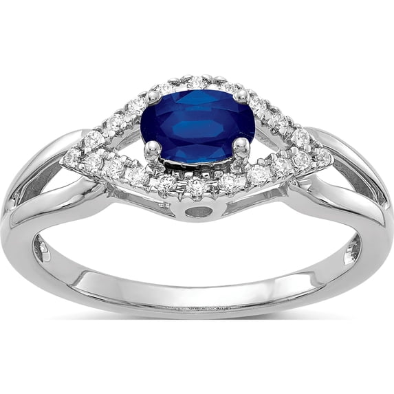14K White Gold Diamond And Sapphire Ring (Size 7) Made In India rm5760-sa-013-wa