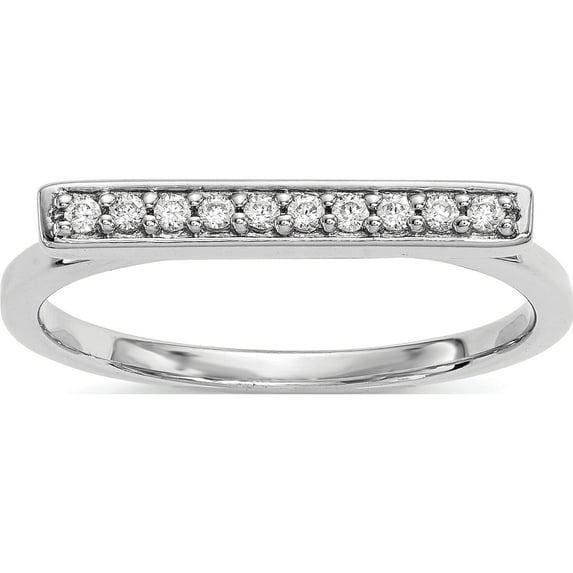 14K White Gold Diamond Bar Ring (Size 7) Made In United States y13742wa