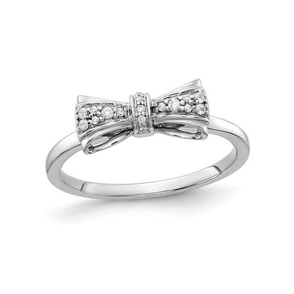 14K White Gold Diamond Bow Promise Ring 1/12 Carat (Ctw Color H-I, I2-I3) for Women