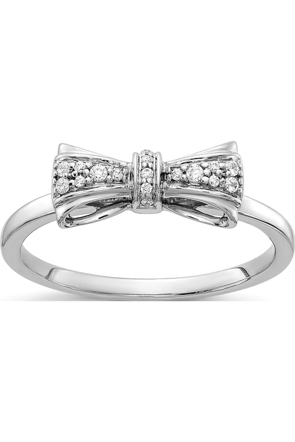 14K White Gold Diamond Bow Ring (Size 7) Made In India rm3767-008-wa