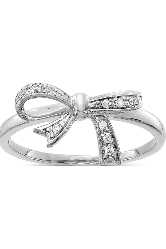 14K White Gold Diamond Bow Ring (Size 7) Made In India rm5701-005-wa