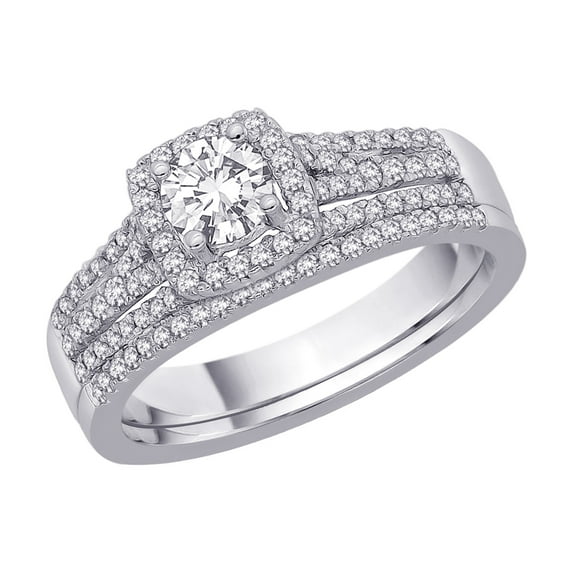 14K White Gold, Diamond Bridal Engagement Set (3/4 cttw)